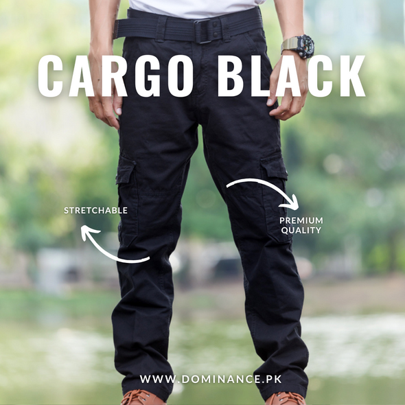 6 Pocket Stretchable Cotton Cargo Trouser – Black