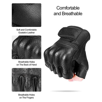 Dominance pure leather half finger gloves.