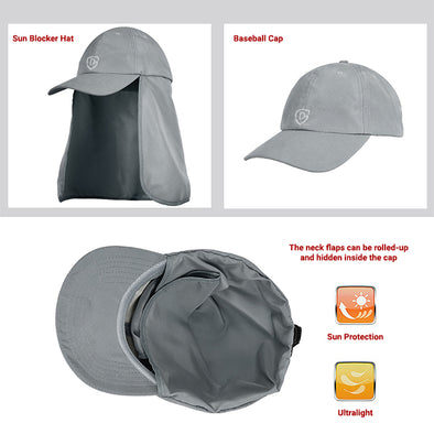 Sun Cap With Neck Flap – Grey